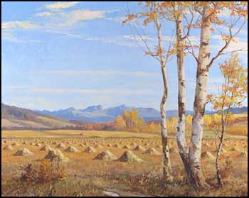 Golden Harvest ~ Scene near Caroline, Alberta by Duncan MacKinnon Crockford vendu pour $1,035