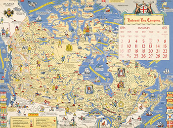 HBC 1955 Calendar ft. Stanley Turner - HBC Trading Post Map (#00109) by Hudson's Bay Company  sold for $13,750