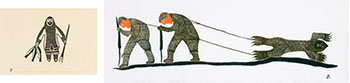 Two works: Man Fishing for Winter (00385), Kukitorngaluasi (00414) by Various Inuit Artists vendu pour $563