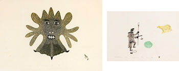 Two works: Mask (00410), Wanting Fish (00417) by Solomon Karpik vendu pour $219