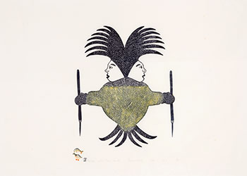 Hunter with Two Heads (00186) by Annie Pitsiulak vendu pour $375