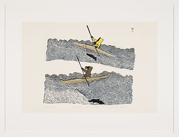 The Kayak Hunters (#0393) by Pitseolak Ashoona sold for $1,500
