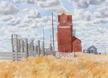 Pioneer Grain Elevator (03154/506) by Stanford James Perrott vendu pour $1,875