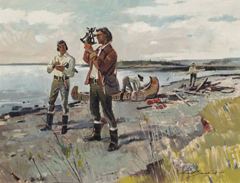 Philip Turnor Surveying Lake Athabasca, 1790 by Lorne Holland Bouchard vendu pour $18,750