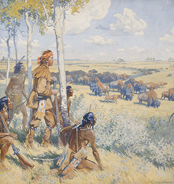 Kelsey Sees the Buffalo, 1691 by Charles William Jefferys vendu pour $91,250