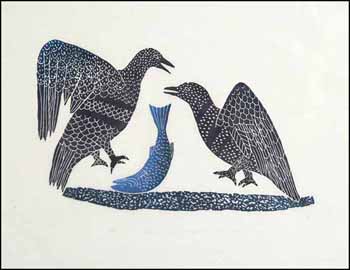 Seagulls Trying to Catch a Fish #21 (02907/2013-1686) by Leah Qumaluk vendu pour $344
