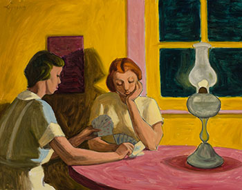 Girls Playing Cards par John Goodwin Lyman