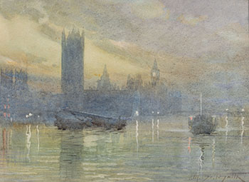 Lights on the River Near Westminster by Frederic Marlett Bell-Smith