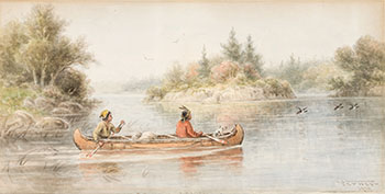 Two Canoeists and Their Dog by Frederick Arthur Verner