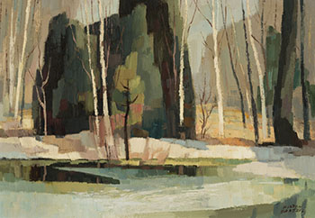 Late Ice on a Woodland Pool (Speyside) by Hilton McDonald Hassell