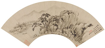 Mountain and Pine Trees, Early Qing Dynasty par Tang Jun