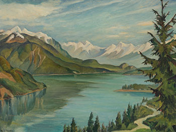 Slocan Lake, New Denver by William Percival (W.P.) Weston