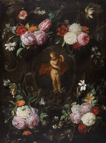 Guirlande de fleurs avec le Christ Enfant by  Flemish School