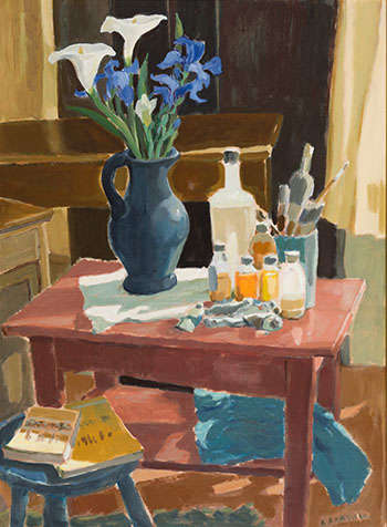 Still Life on Red Table by Helmut Gransow