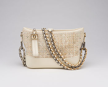A WHITE TWEED SMALL GABRIELLE HOBO BAG by  CHANEL
