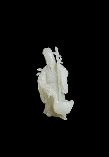 A Chinese White Jade Carving of a Scholar and Goose, Republican Period by  Chinese Art