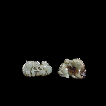 Two Chinese Jade Carved ‘Horse and Monkey’ Groups, 20th Century by  Chinese Art