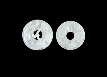 Two Chinese White Jade Carved ‘Dragon’ Bi Discs, 18th/19th Century by  Chinese Art