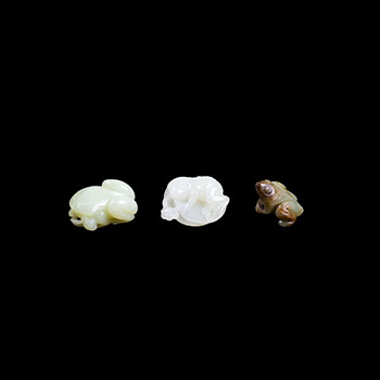 Three Chinese Jade Carved Frogs, 19th/20th Century by  Chinese Art