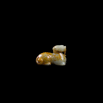 A Chinese Mottled Celadon Jade Caved Bixie, Qing Dynasty by  Chinese Art