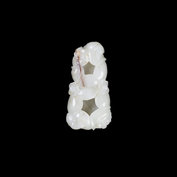 A Chinese White Jade Carved ‘Plum Blossom’ Double Brushwasher, 20th Century par  Chinese Art