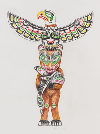 Totem Pole Drawing by Beau Dick