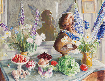 Fruit, Flowers, Vegetables and a Bust par Joseph Francis (Joe) Plaskett