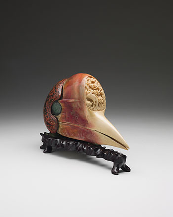A Rare Chinese Silver Wire Inlaid Hornbill Skull, Qianlong Marks, Early 19th Century par  Chinese Art