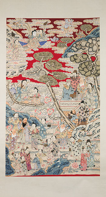 A Chinese Silk Kesi Daoist Immortals 'Birthday' Panel, 19th Century by  Chinese Art