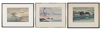 Three Shin Hanga Woodblock Prints par  Japanese School