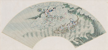 Fan Painting of Female Immortals, 19th Century par  Chinese School