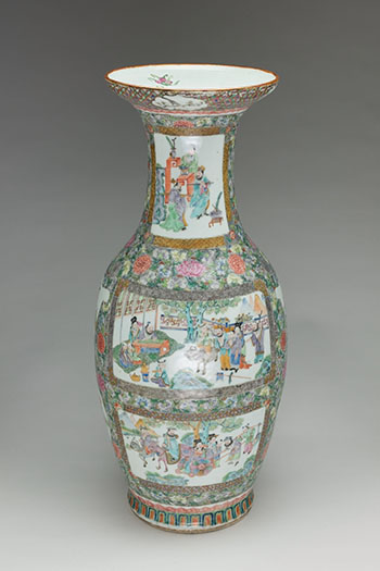 A Large Export Canton Rose 'Figural' Vase, circa 1850 by  Chinese Art