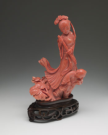 A Large Coral Carved Figure of an Immortal and Child, Mid-20th Century by  Chinese Art