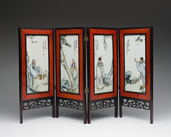 Set of Four Chinese Famille Rose 'Figural' Panels, circa 1935 par  Chinese Art