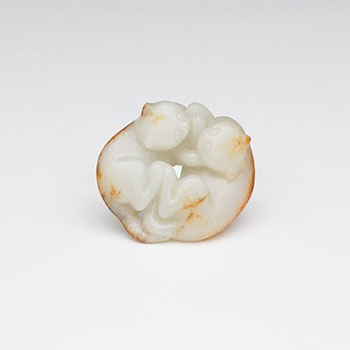 A Chinese Mottled White Jade Carved Cat Group, 18th Century by  Chinese Art