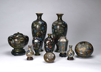 A Group of Ten Mostly Japanese Cloisonné Enamel Vases, Mid 20th Century by  Japanese Art