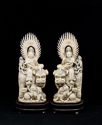 A Pair of Large Chinese Ivory Carved Figures of Guanyin by  Chinese Art