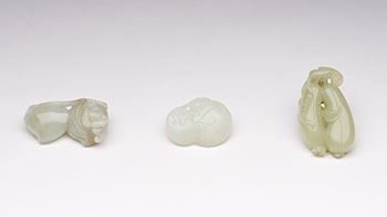 Three Chinese Pale Celadon Jade Fruit Carvings, 20th Century par  Chinese Art