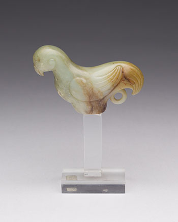 Rare Chinese Mottled Celadon Jade Parrot-Form Cane Handle, Ming Dynasty (1368 - 1644) par  Chinese Art