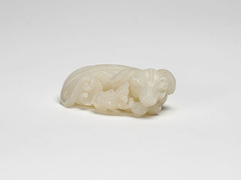 A Chinese White Jade Carved Dog Group, 20th Century by  Chinese Art