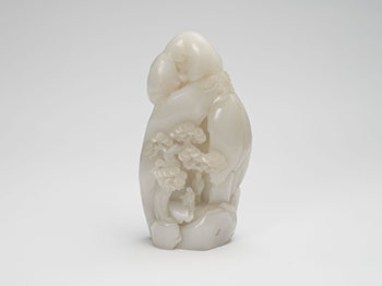 A Finely Carved Chinese White Jade Mountain Landscape, 20th Century by  Chinese Art