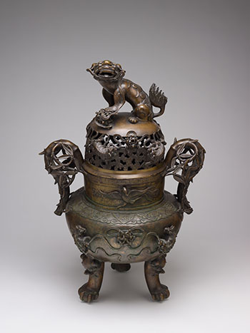 A Very Large Japanese Bronze 'Shishi' Tripod Censer and Cover, Meiji Period (1868-1912) by  Japanese Art