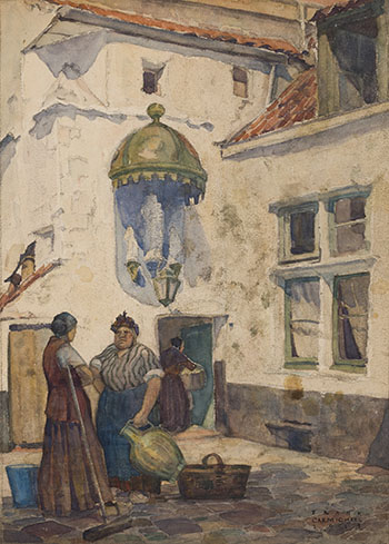 A 14th century courtyard, rue Schoyte, Antwerp par Franklin Carmichael