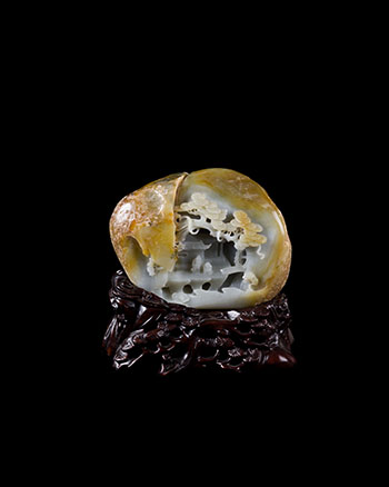 A Chinese Mottled Celadon 'Landscape' Boulder, 20th Century par  Chinese Art