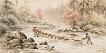 Canoe over Rapids by Frederick Arthur Verner