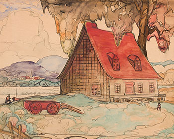 Maison au toit rouge par Marc-Aurèle Fortin