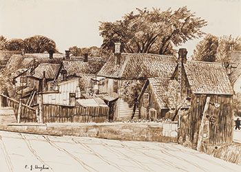 Rooftops in Hull, Quebec by Edward John (E.J.) Hughes