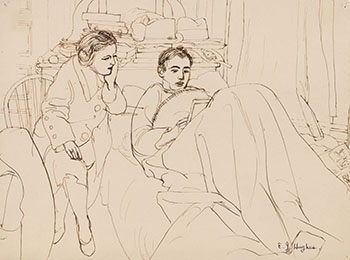 Artist's Mother and Brother par Edward John (E.J.) Hughes