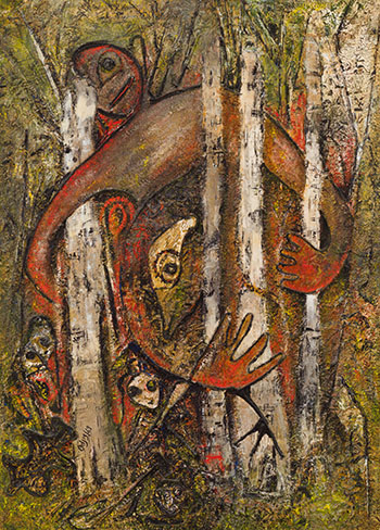 Untitled (Figure in Forest) by Daphne Odjig