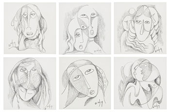 Six Pencil Sketches by Daphne Odjig